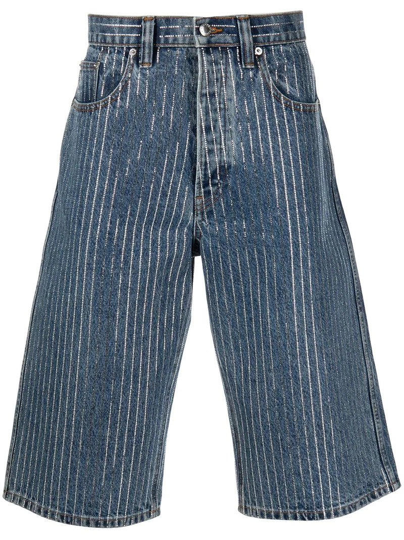 Alexander Wang CRYSTAL STRIPE BOARD SHORT IN DENIM outlook