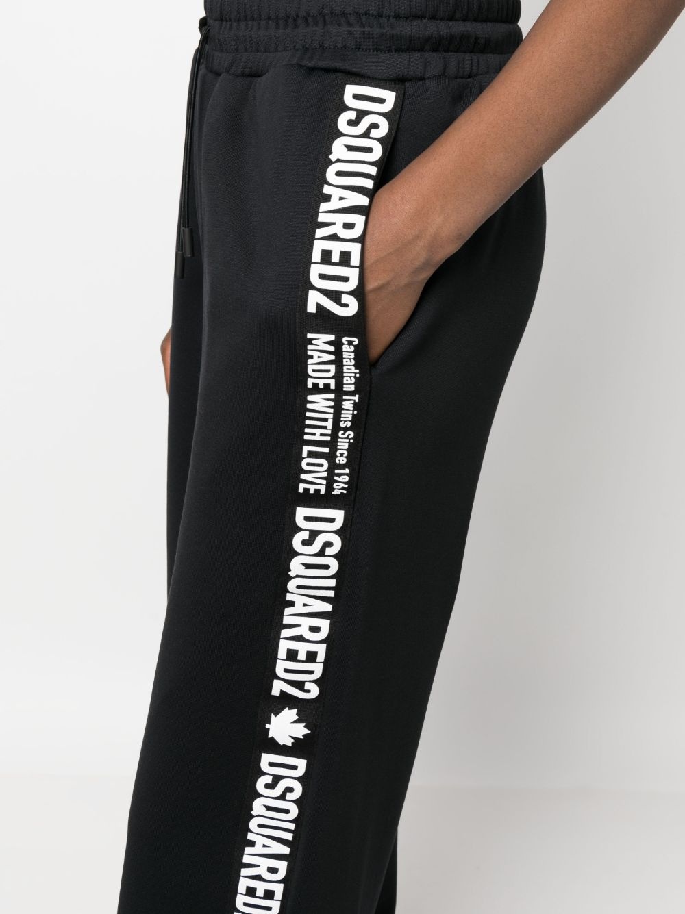 logo-tape cotton track pants - 5