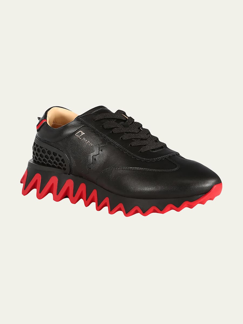 Christian Louboutin Men's Loubishark Flat Leather Red-Sole Runner Sneakers outlook
