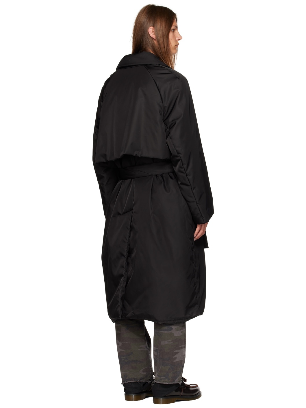 Black Padded Trench Coat - 3