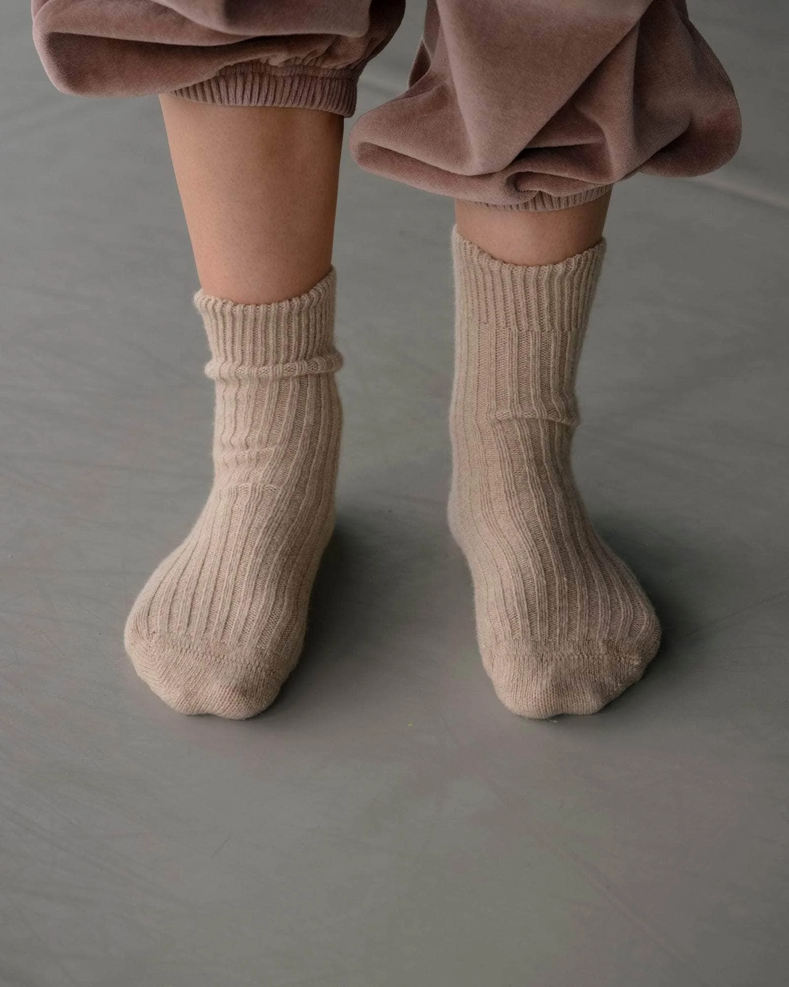 Rib Overankle Socks - Recycled Cashmere Rib - 1