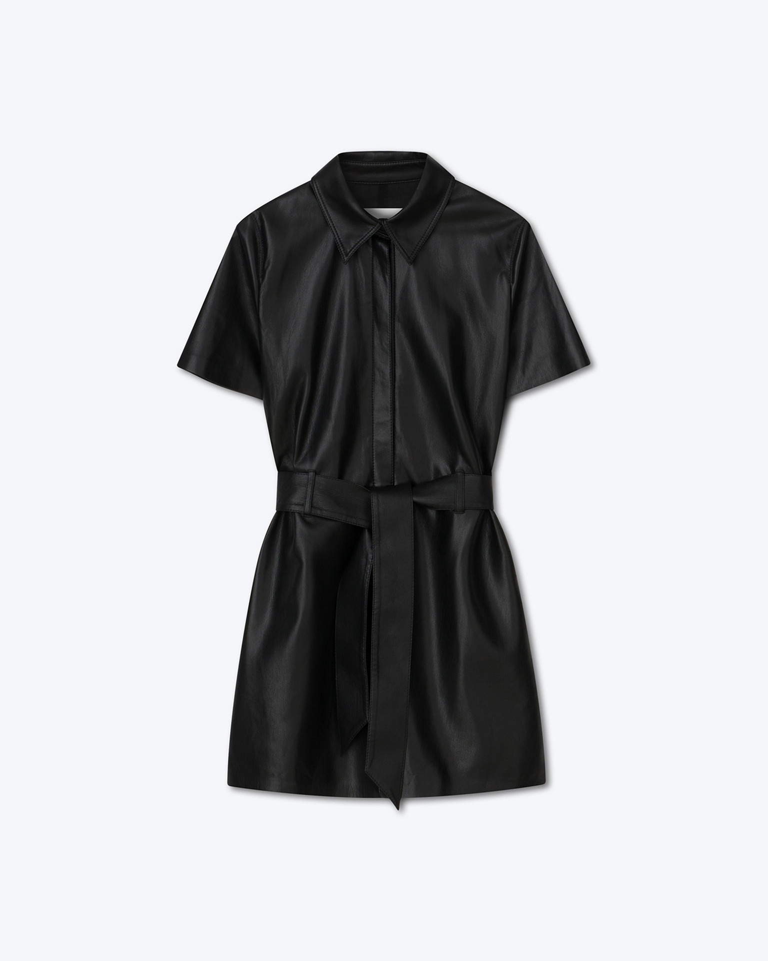 HALLI - OKOBOR™ alt-leather shirt dress - Black - 1