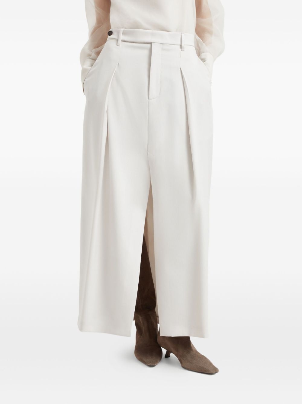 pleated front-split maxi skirt - 4
