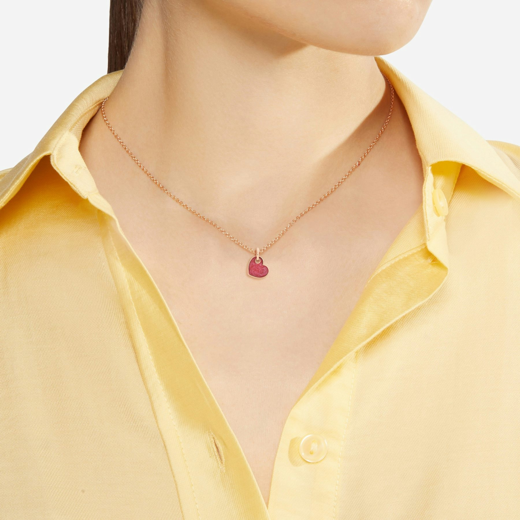 ROSE GOLD & ENAMEL HEART CHARM - 2