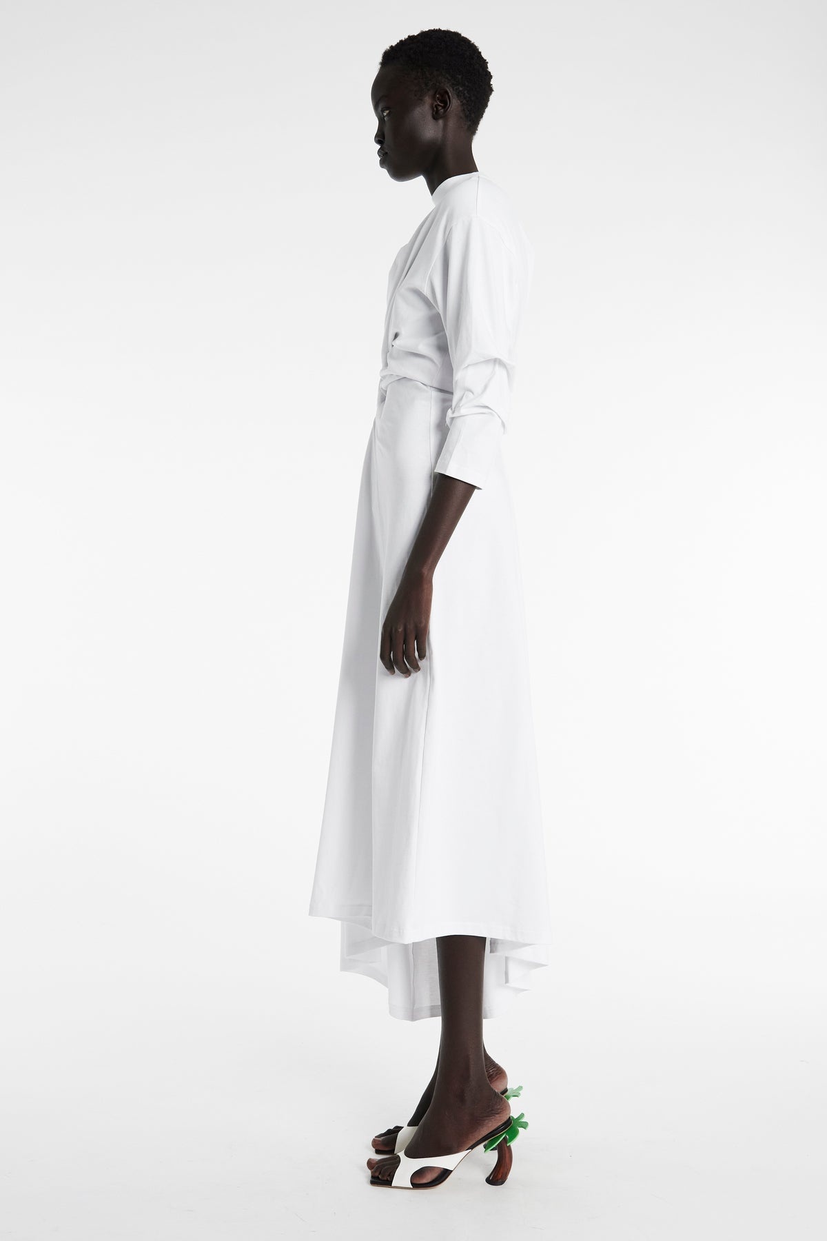 KNOTTED JERSEY DRESS WHITE - 4