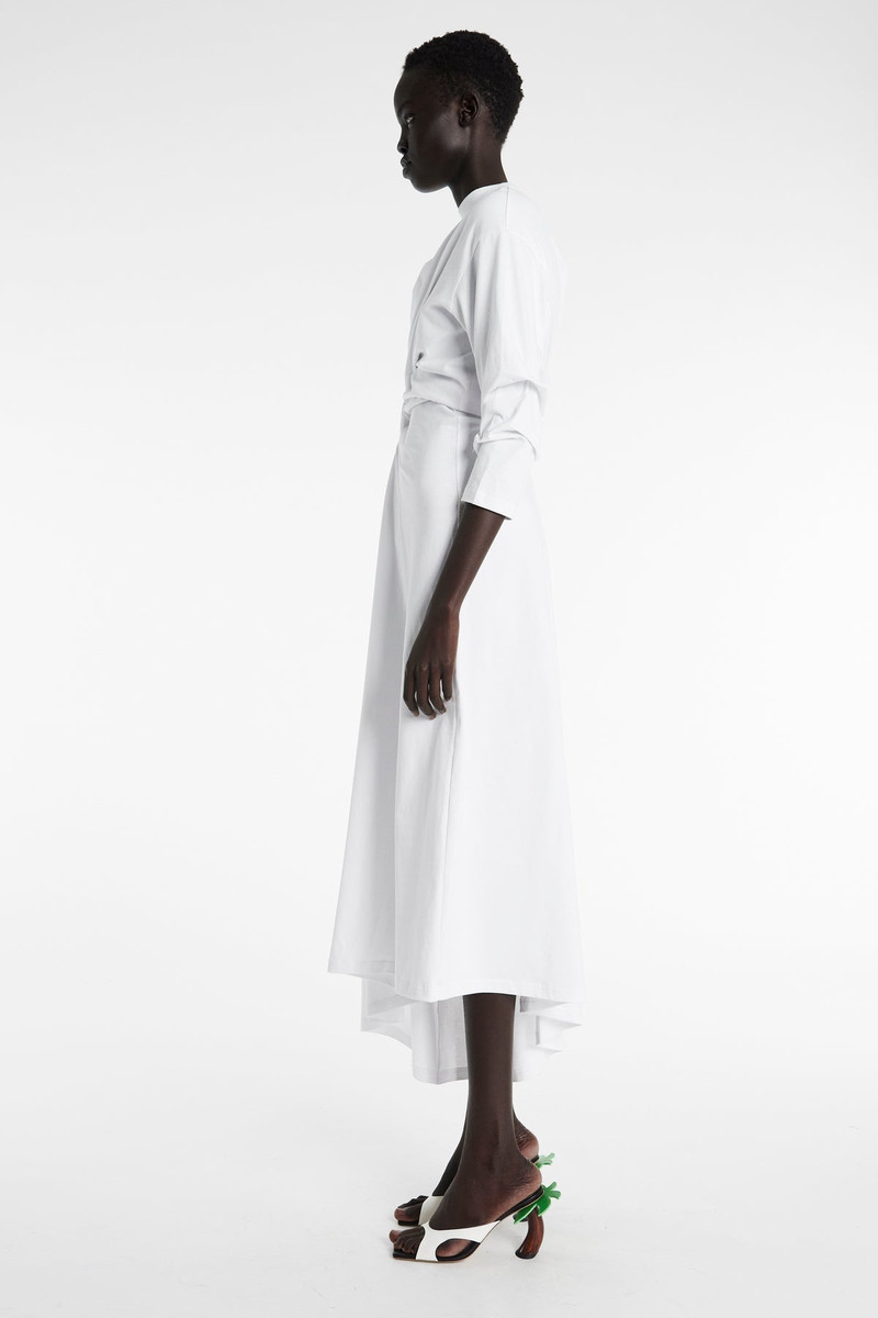 A.W.A.K.E. MODE KNOTTED JERSEY DRESS WHITE outlook