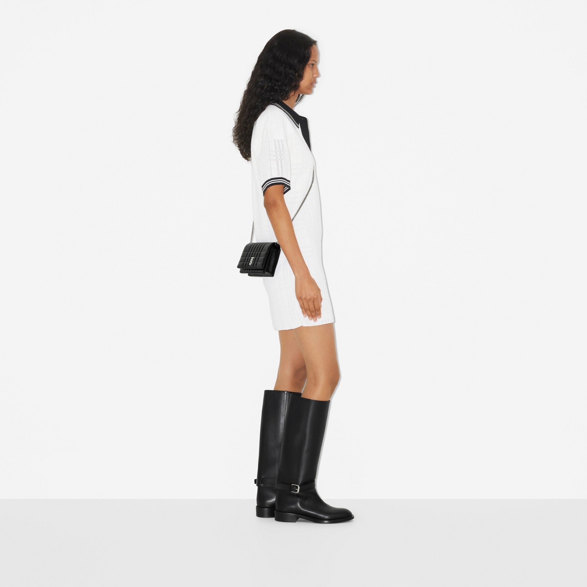 Check Technical Cotton Polo Shirt Dress - 3