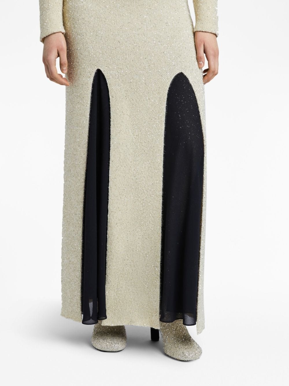 sequinned panelled maxi skirt - 5