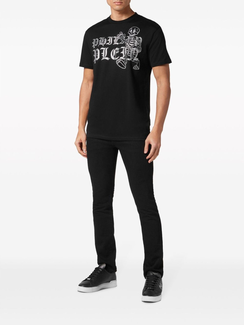 PHILIPP PLEIN rhinestone-skeleton cotton T-shirt outlook