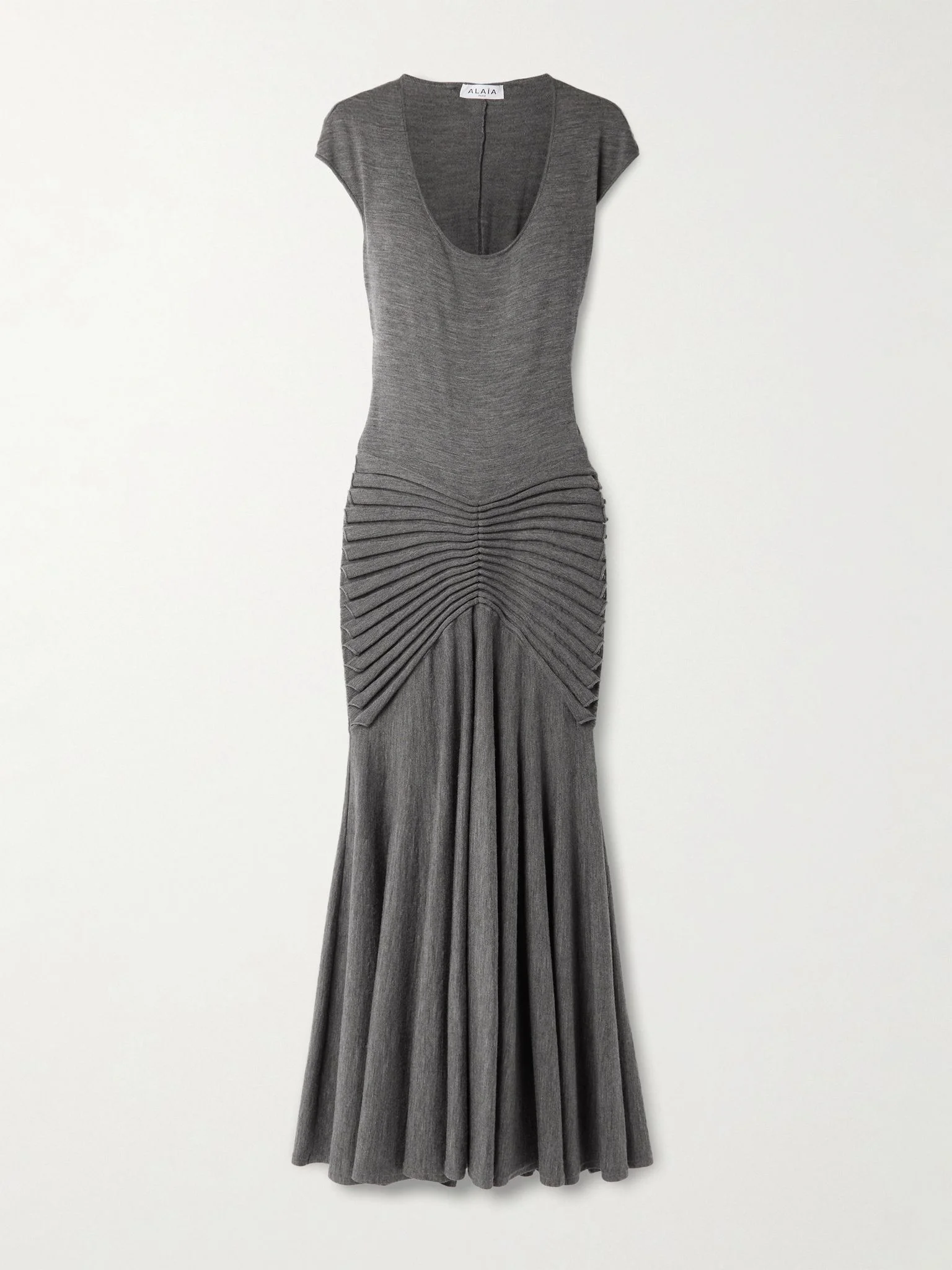 Pleated wool maxi dress Gray - 1