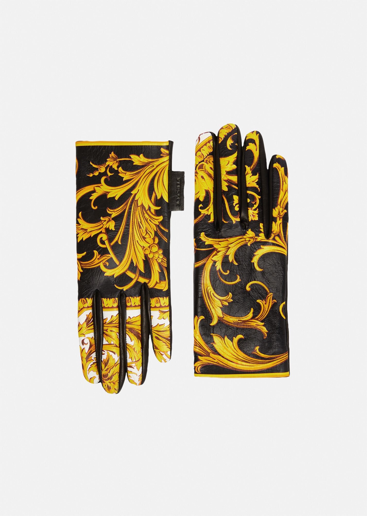 Barocco Signature Print Leather Gloves - 1