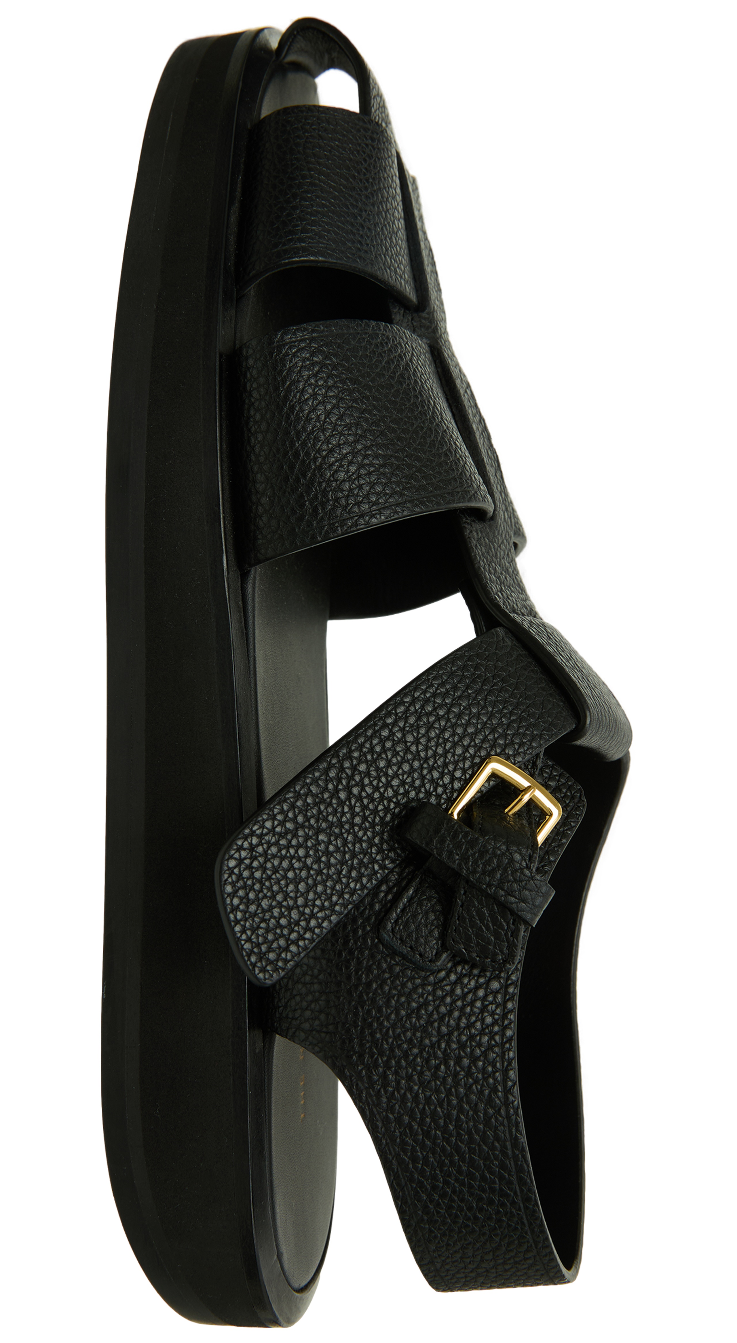 BLACK LEATHER SANDALS - 2
