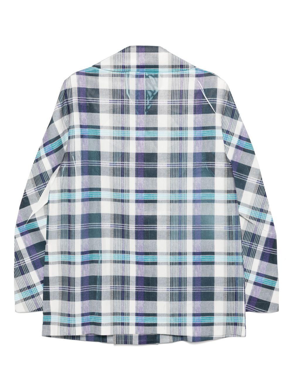 checked double-breasted button blazer - 2