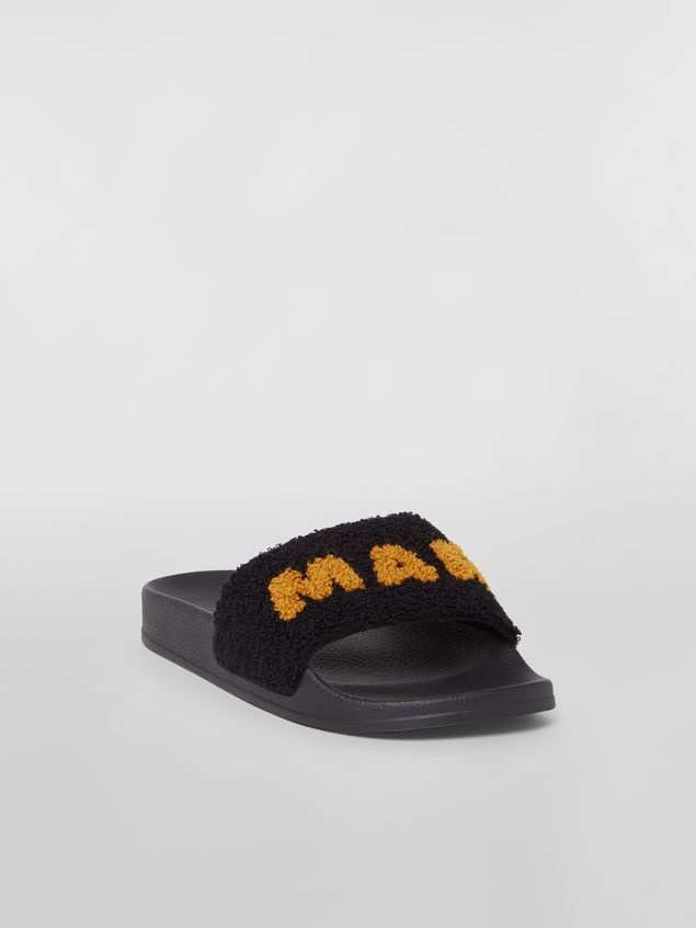 RUBBER SANDAL WITH BLACK AND BROWN TERRY-CLOTH UPPER - 2