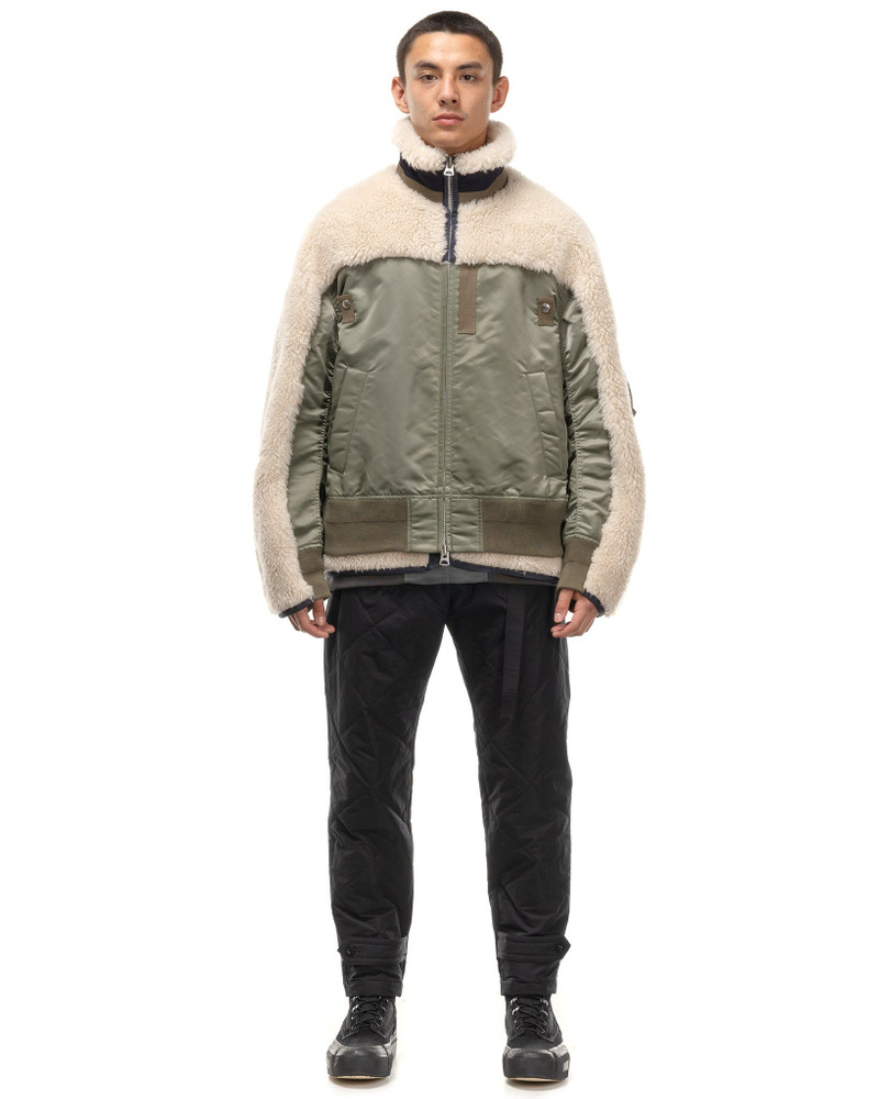 sacai FAUX SHEARLING X NYLON TWILL BLOUSON ECRU outlook