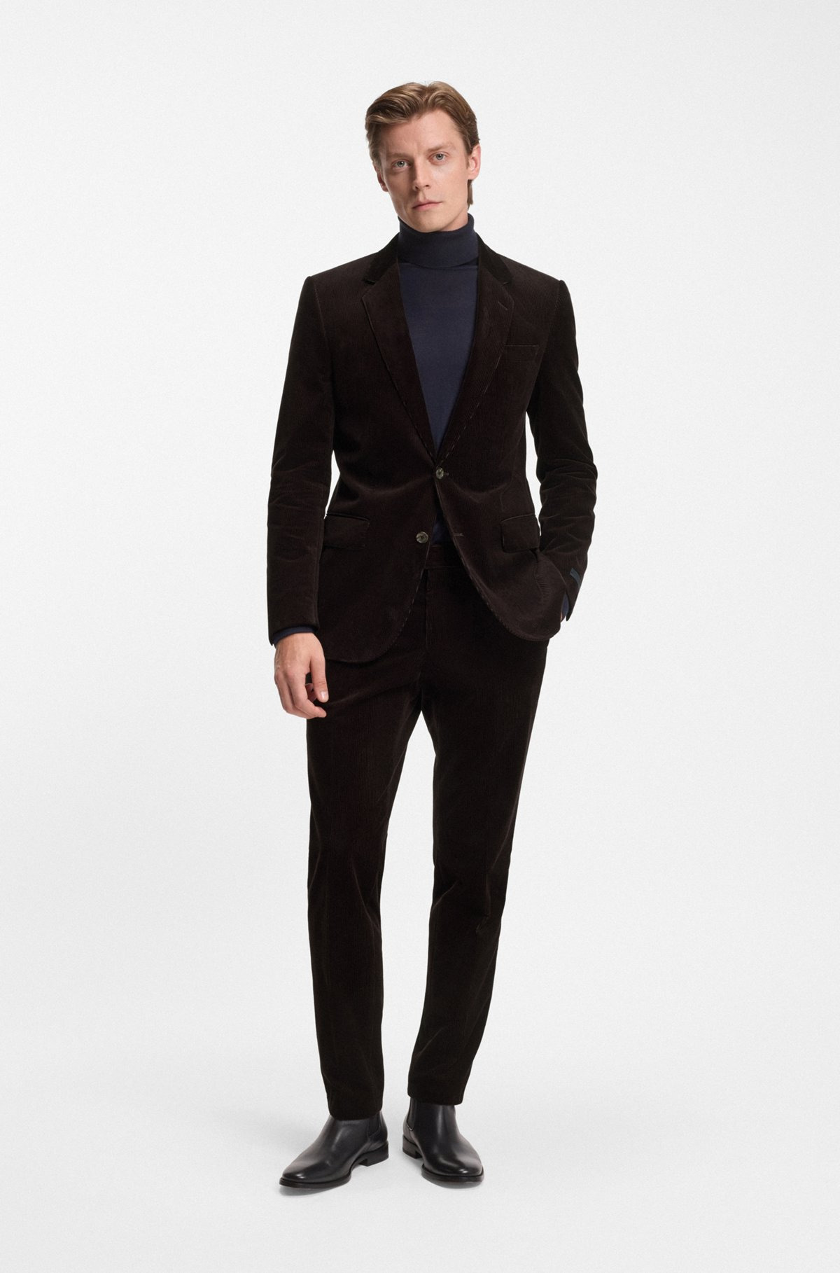 BECKHAM X BOSS PLEAT-FRONT TROUSERS IN STRIPED COTTON - 3