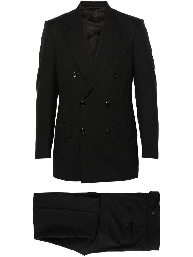 double-breasted wool suit - 1