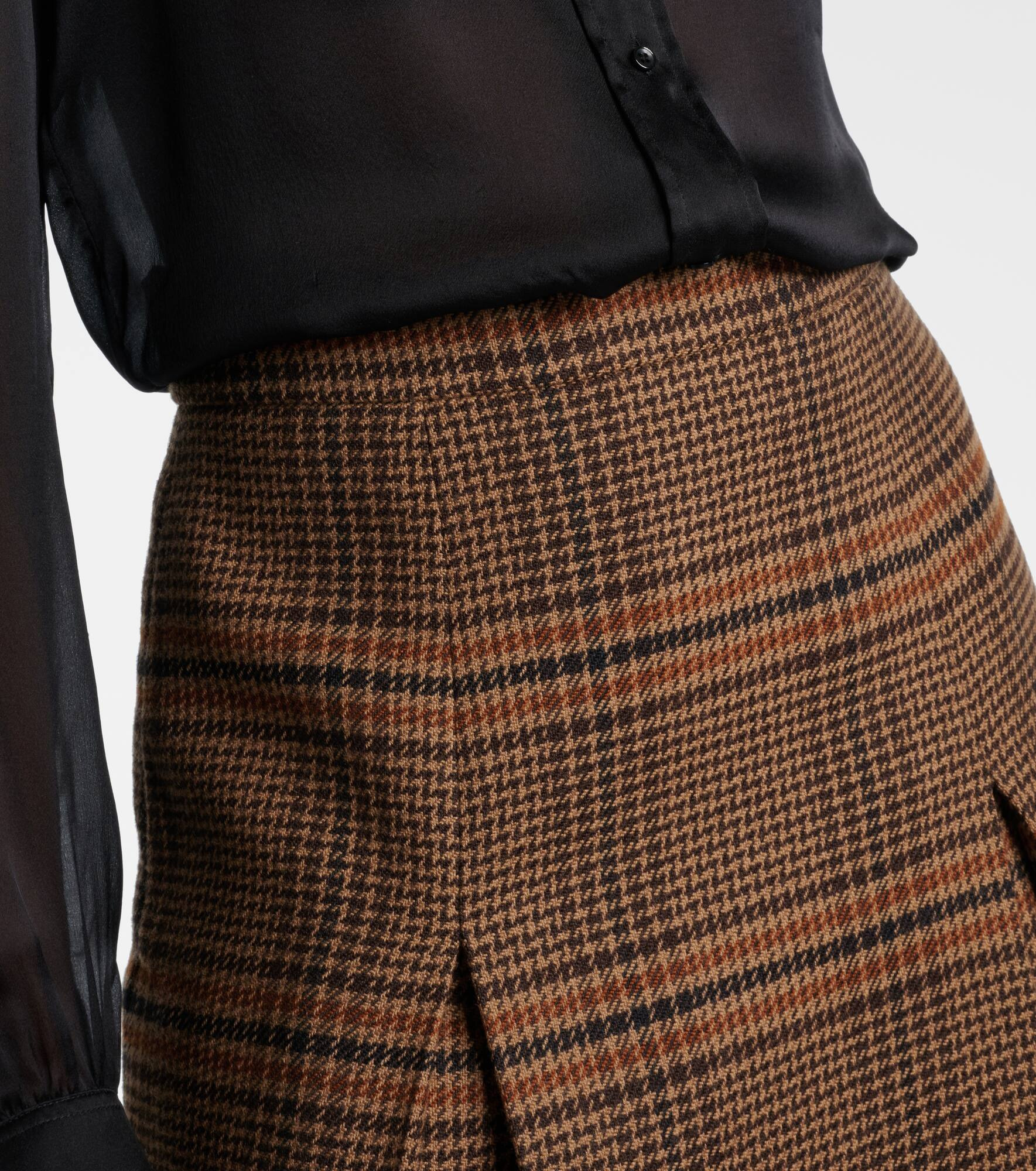 Prince of Wales wool midi skirt - 4