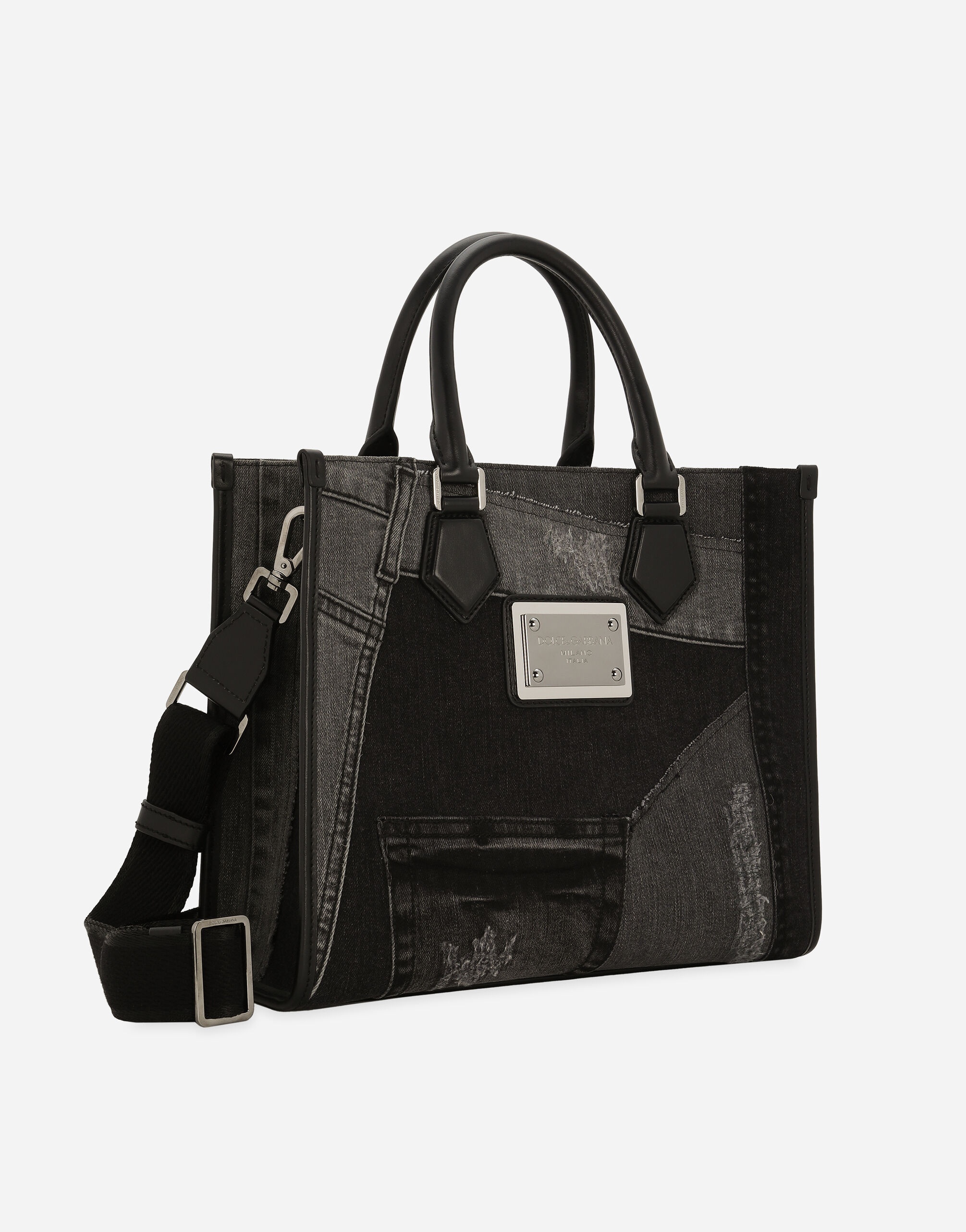 Small patchwork denim shopper - 3