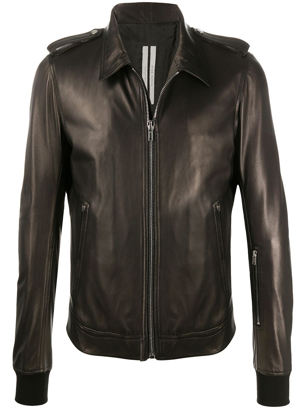 ribbed-cuff leather jacket - 1