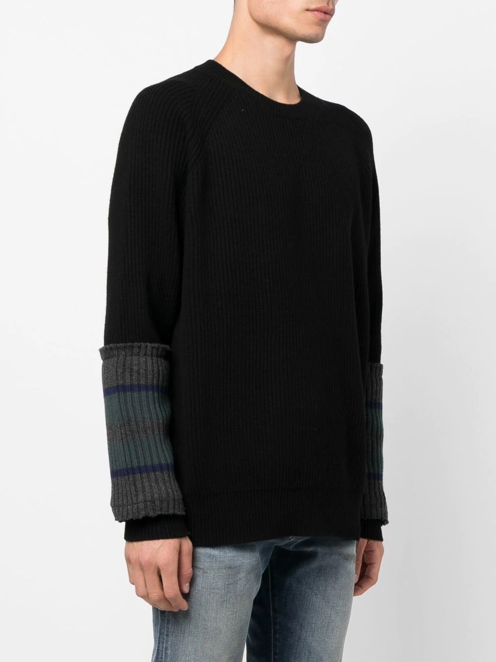 K-Liff striped-overlay jumper - 3