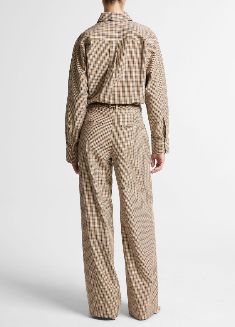 Vince Camille Checked Cotton-Blend Wide-Leg Trouser outlook