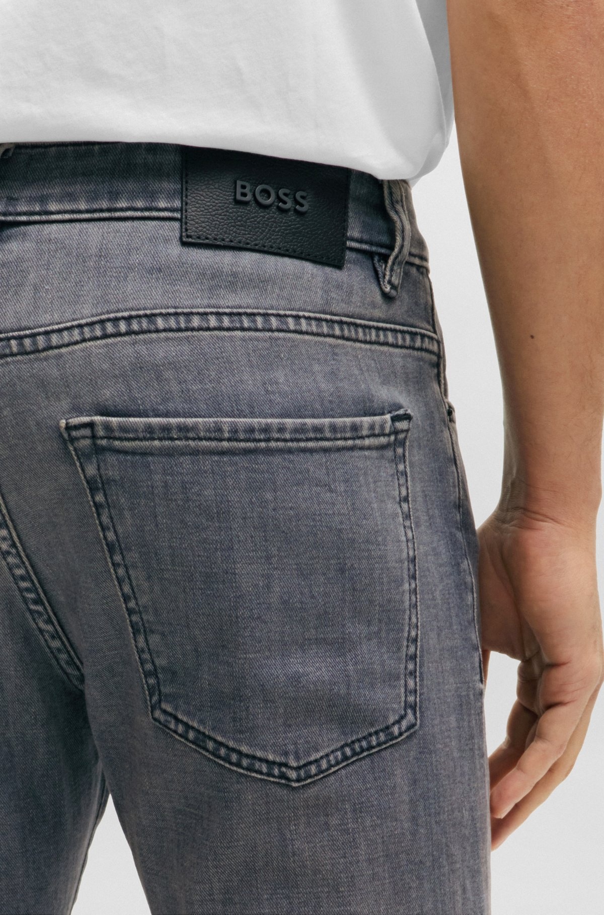 SLIM-FIT JEANS IN BLACK DENIM - 5
