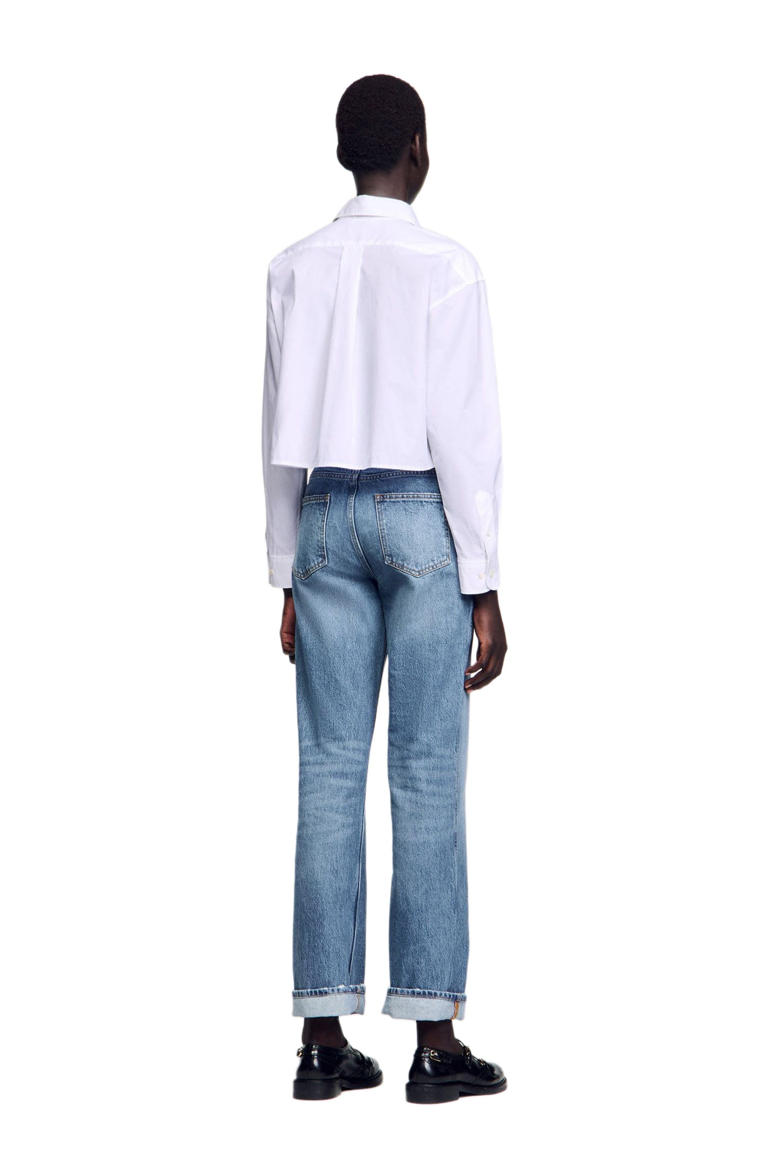 SANDRO Cropped poplin shirt in White at Nordstrom - 2