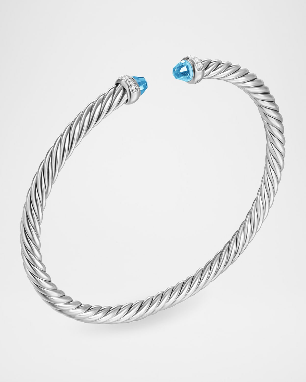 Modern Cable Flex Bracelet with Gemstones and Diamonds in Silver, 4mm - 2