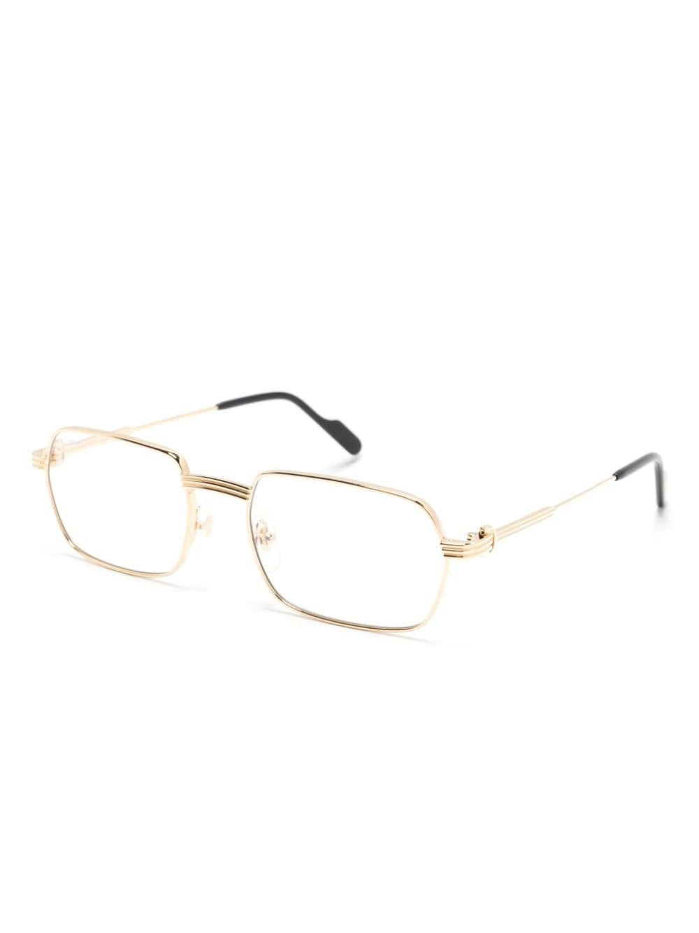 ribbed rectangle-frame glasses - 2