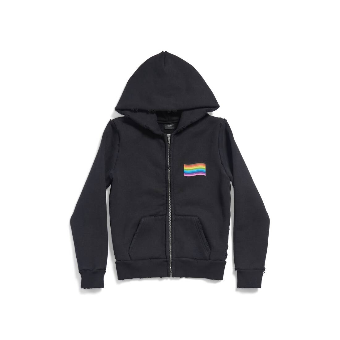 Rainbow Flag Zip-up Hoodie Small Fit in Black - 1