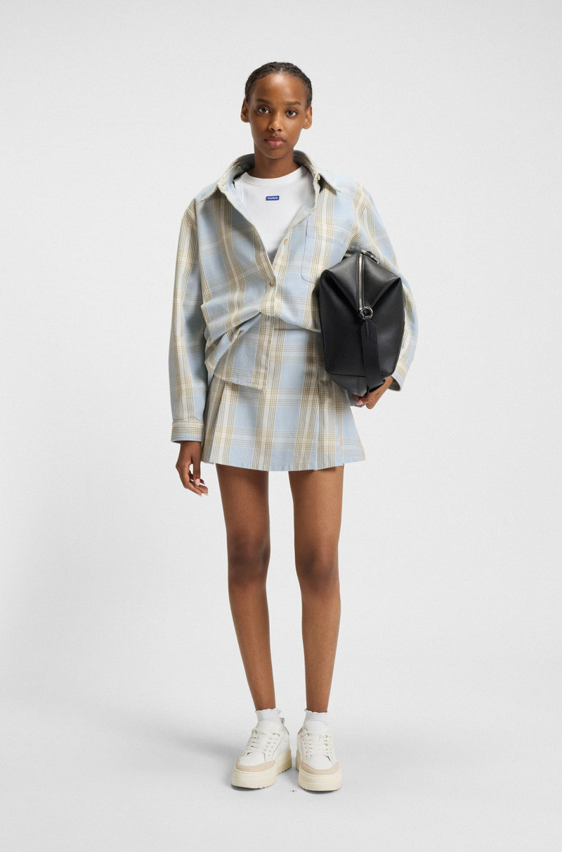 HUGO PLEATED MINI SKIRT IN CHECKED COTTON TWILL outlook