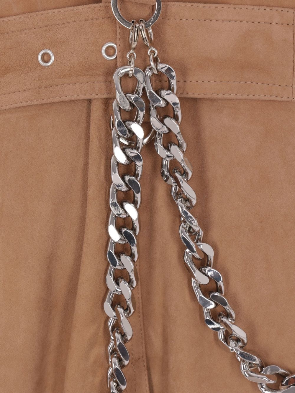 chain-detailed suede trench coat - 4