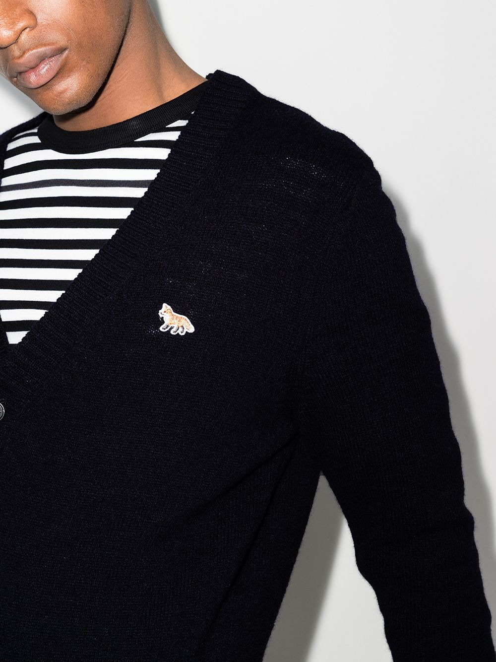 MAISON KITSUNE Men Baby Fox Patch Cosy Cardigan - 4