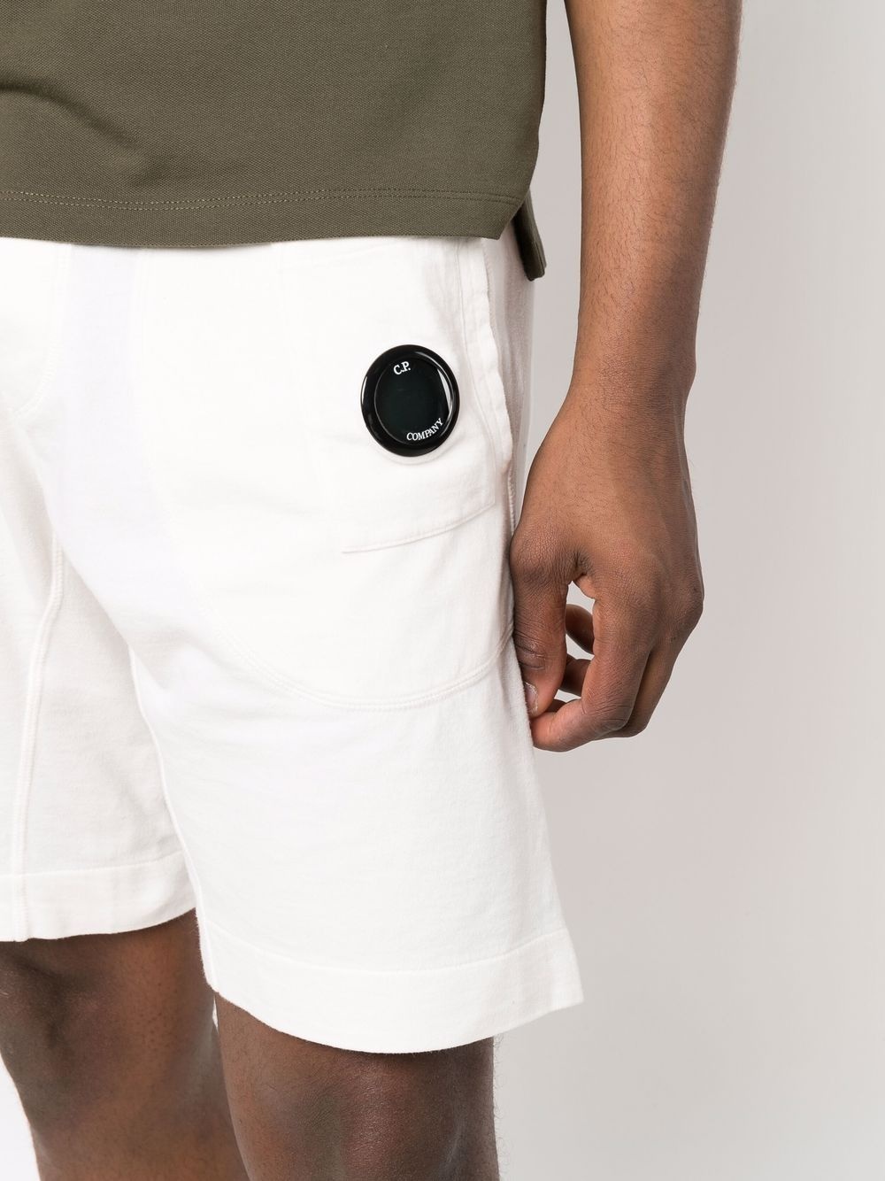 lens-detail cotton track shorts - 5