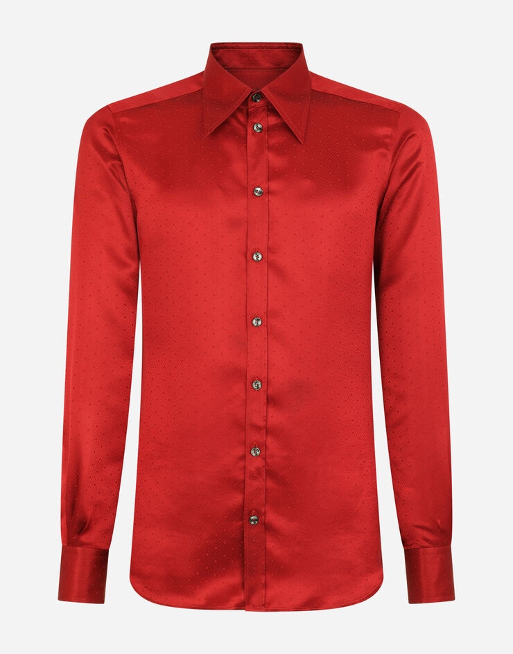 Silk jacquard Mazzini-fit shirt - 3