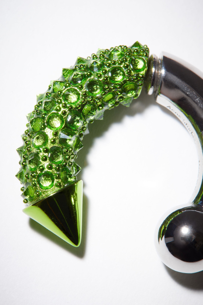 Hoop earring with strass - Bright Green 4