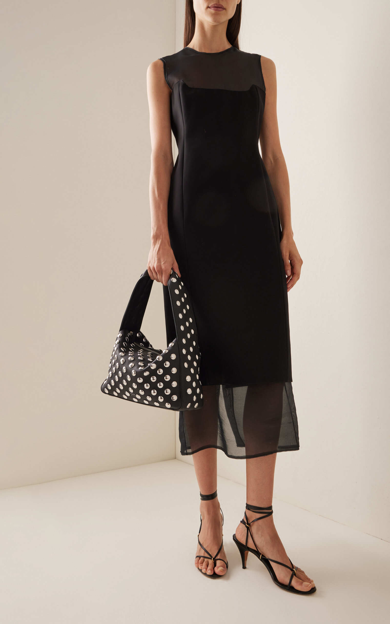 Elena Leather Studded Shoulder Bag black - 2