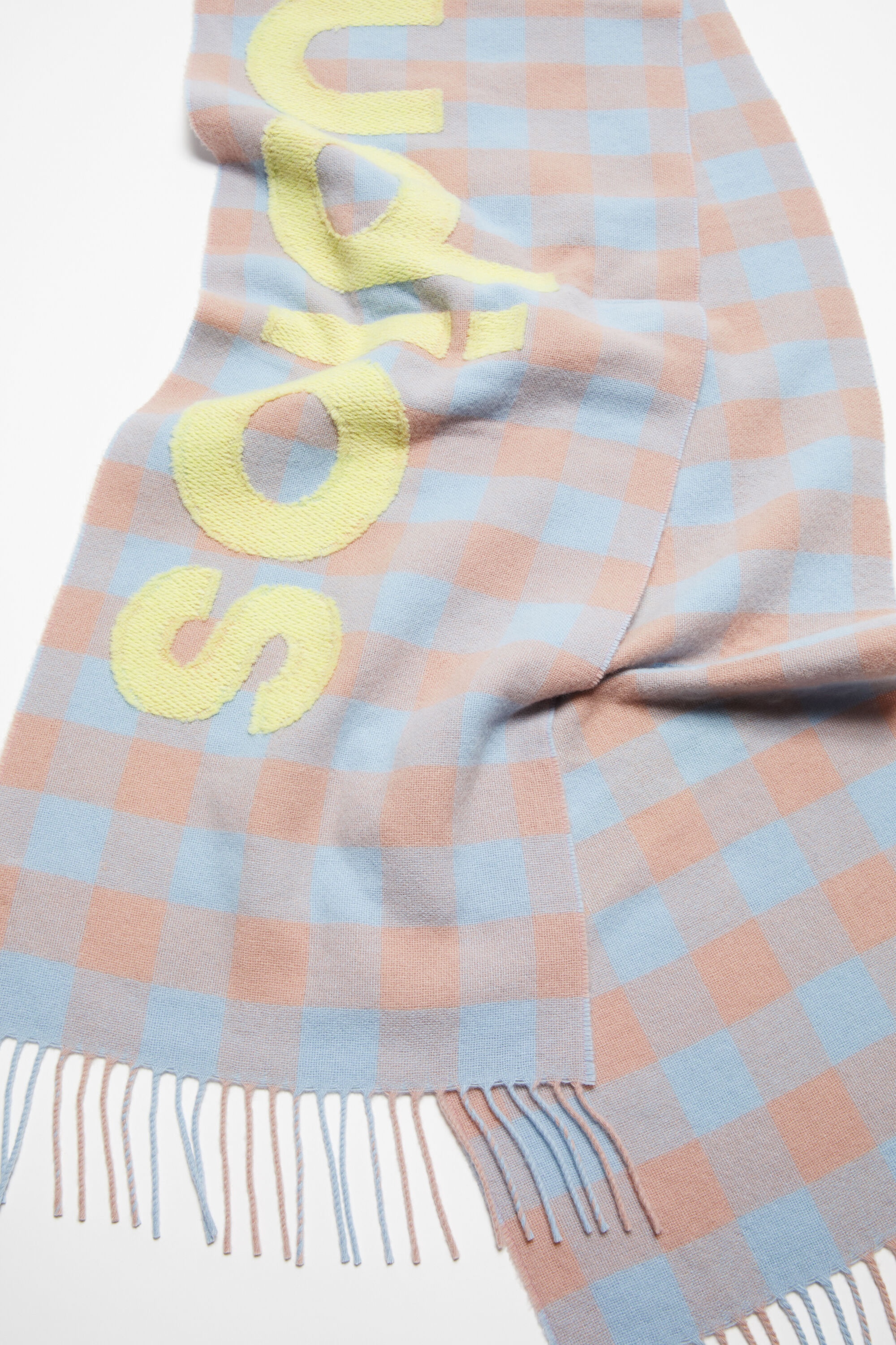 Check logo scarf - Camel beige/acid green - 4