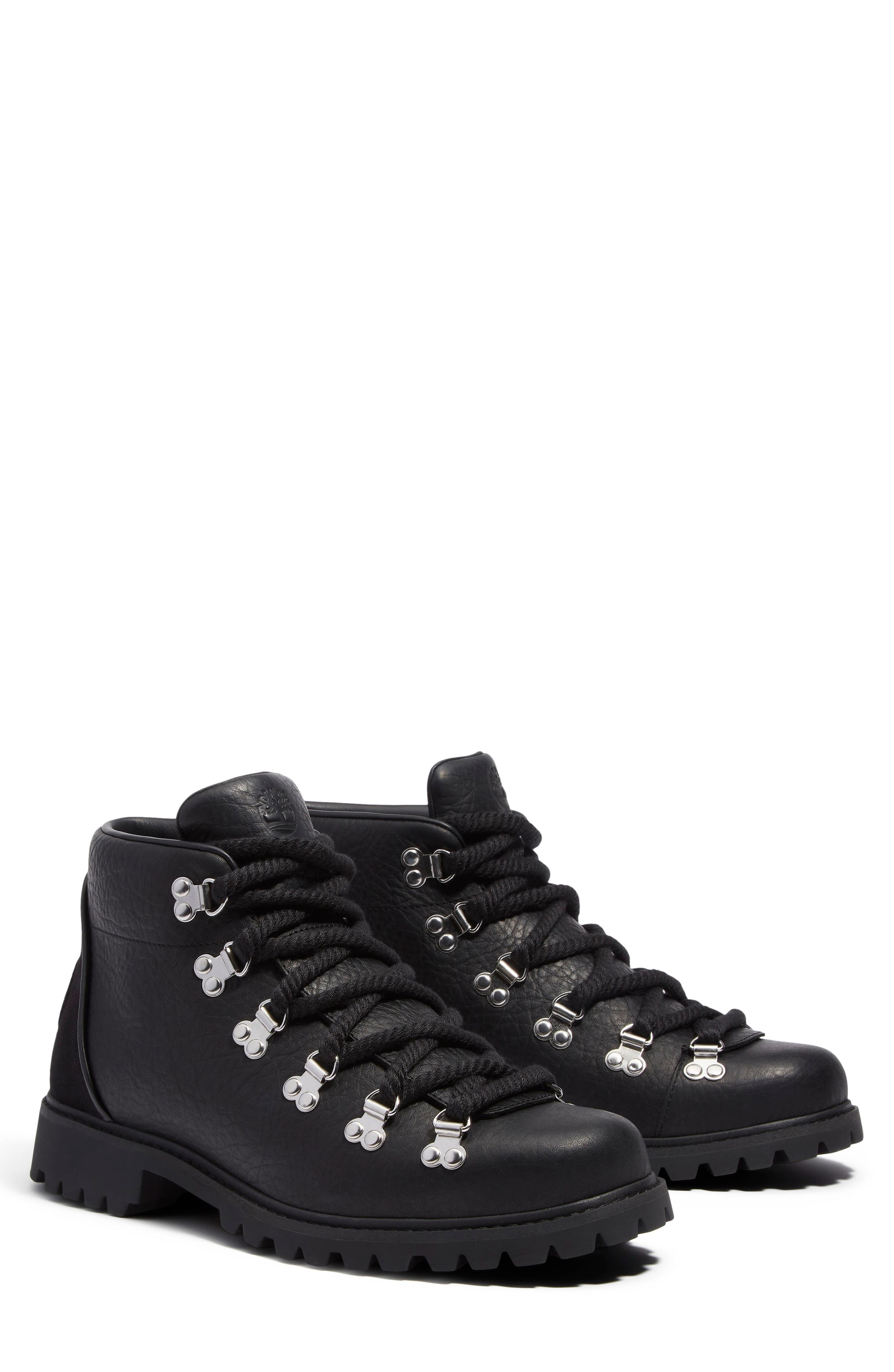Timberland Authentic Hike Waterproof Mid Hiking Boot in Black Full Grain at Nordstrom - 9