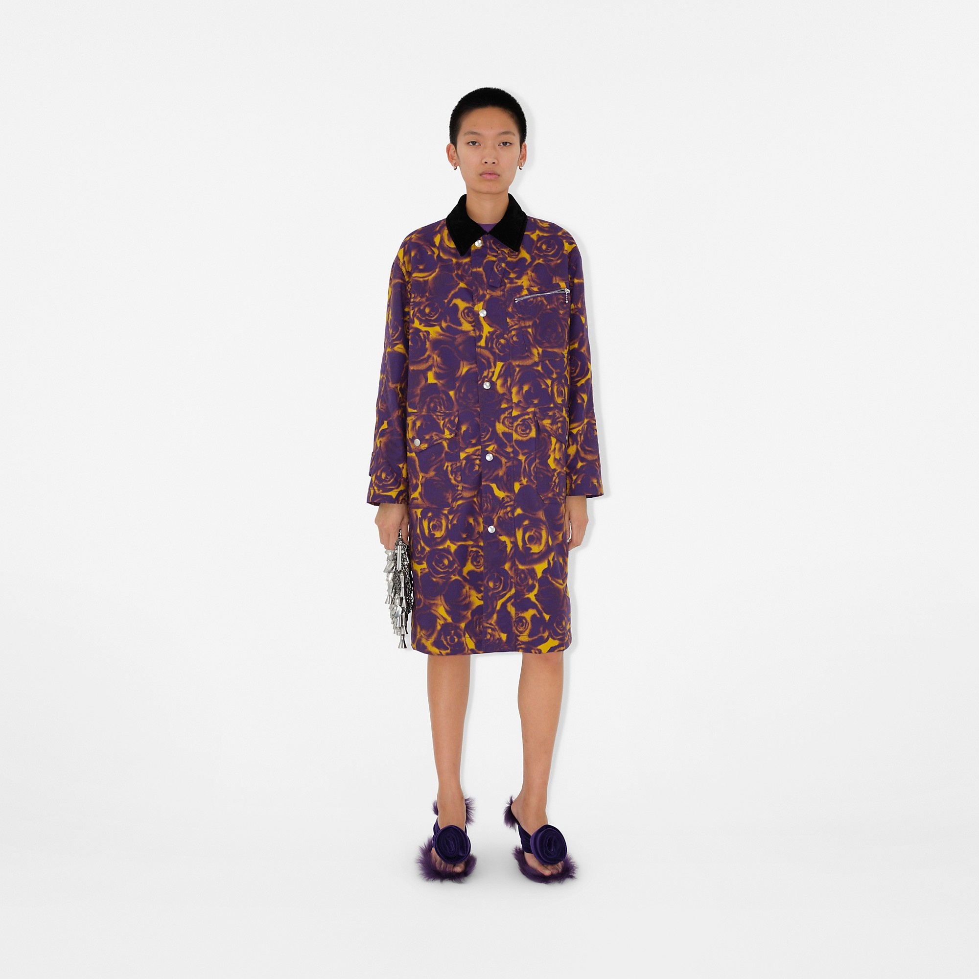 Rose Print Car Coat - 2
