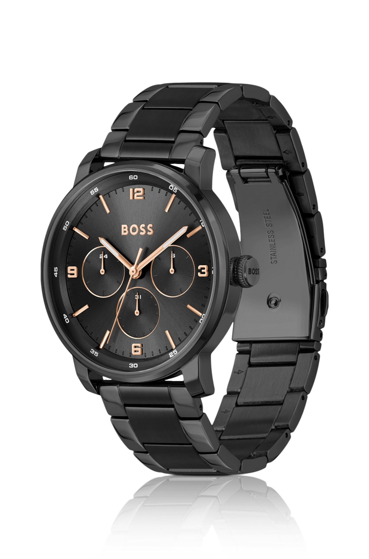 BLACK LINK-BRACELET WATCH WITH TONAL DIAL - 2
