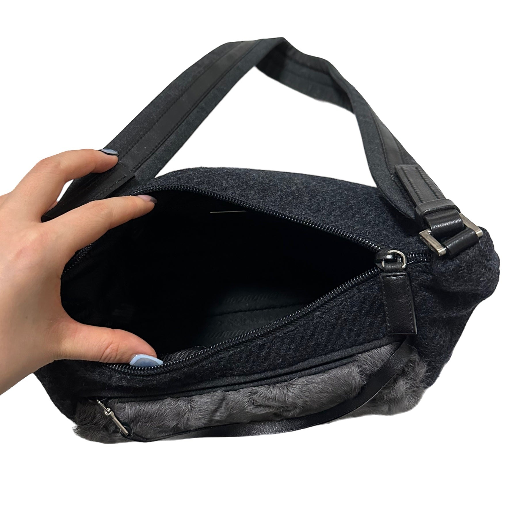 PRADA Fall Winter 1999 Lamb Fur and Wool Shoulder Bag - 6