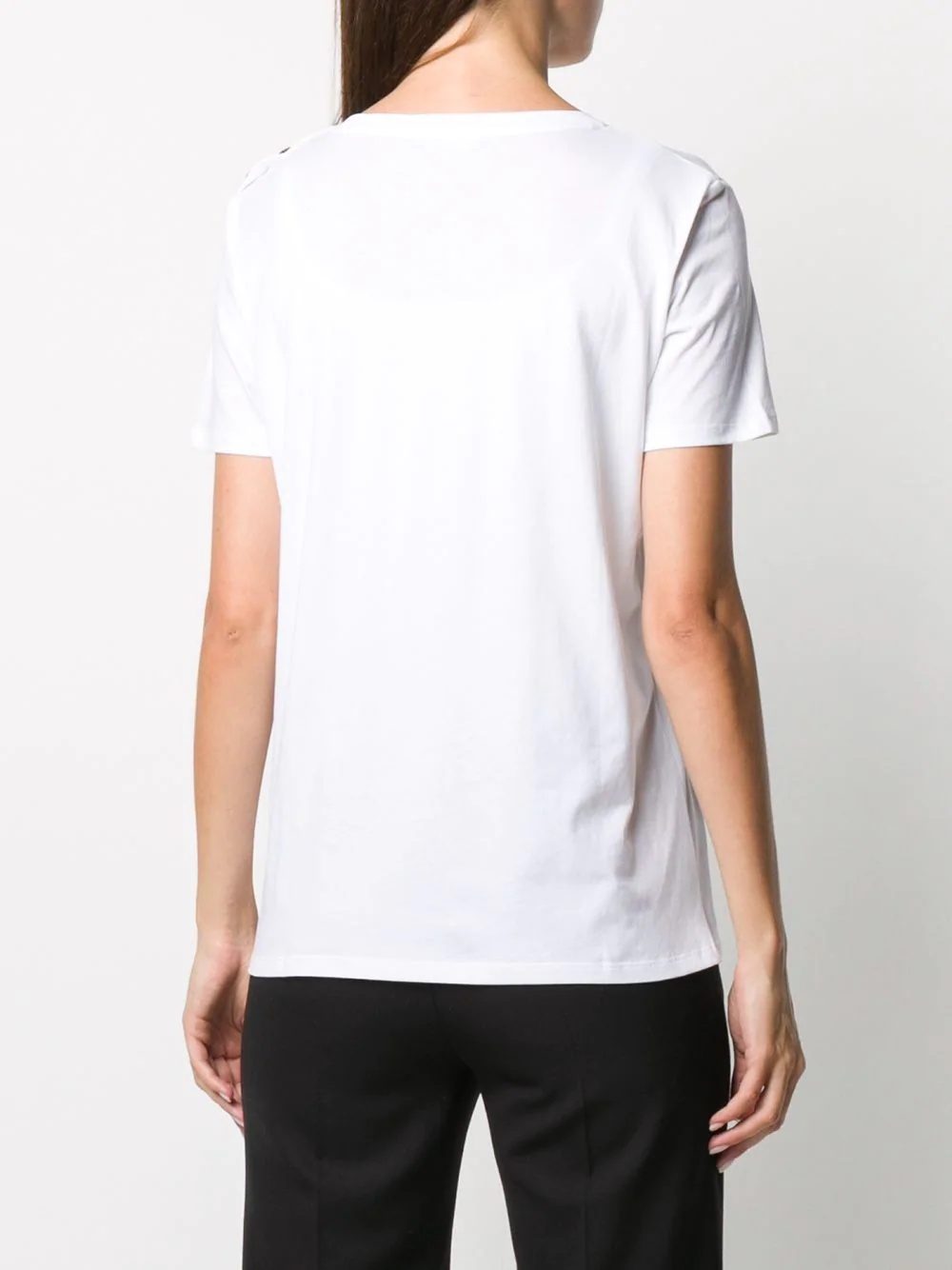 button-embellished metallic logo T-shirt - 4