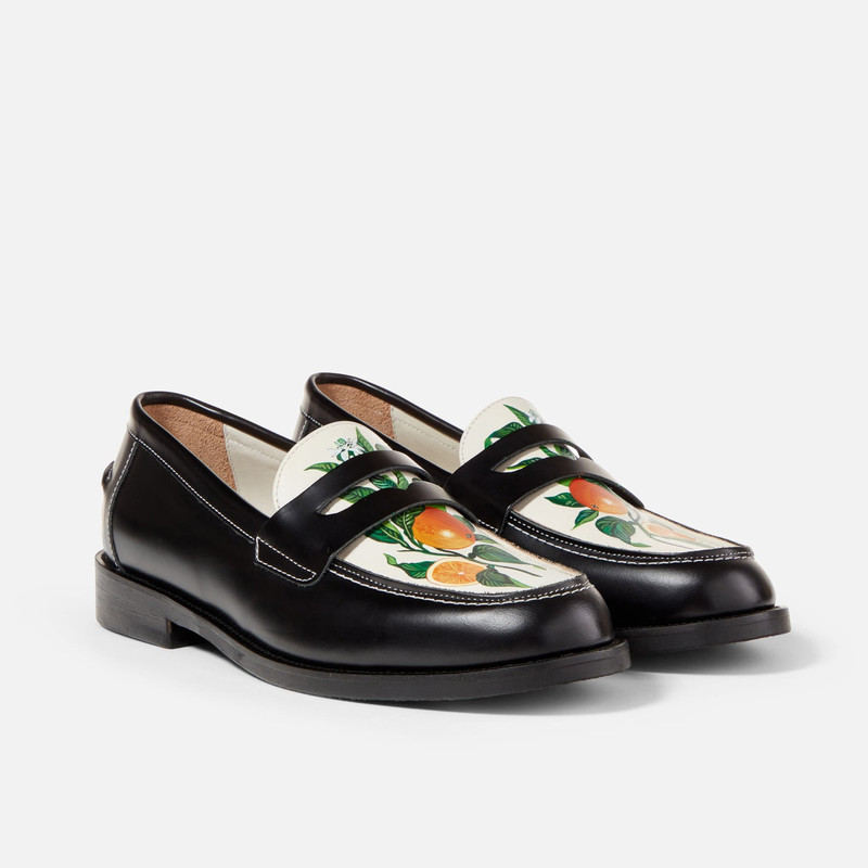Wilde Hand-Painted Orange Penny Loafer - Men's 3