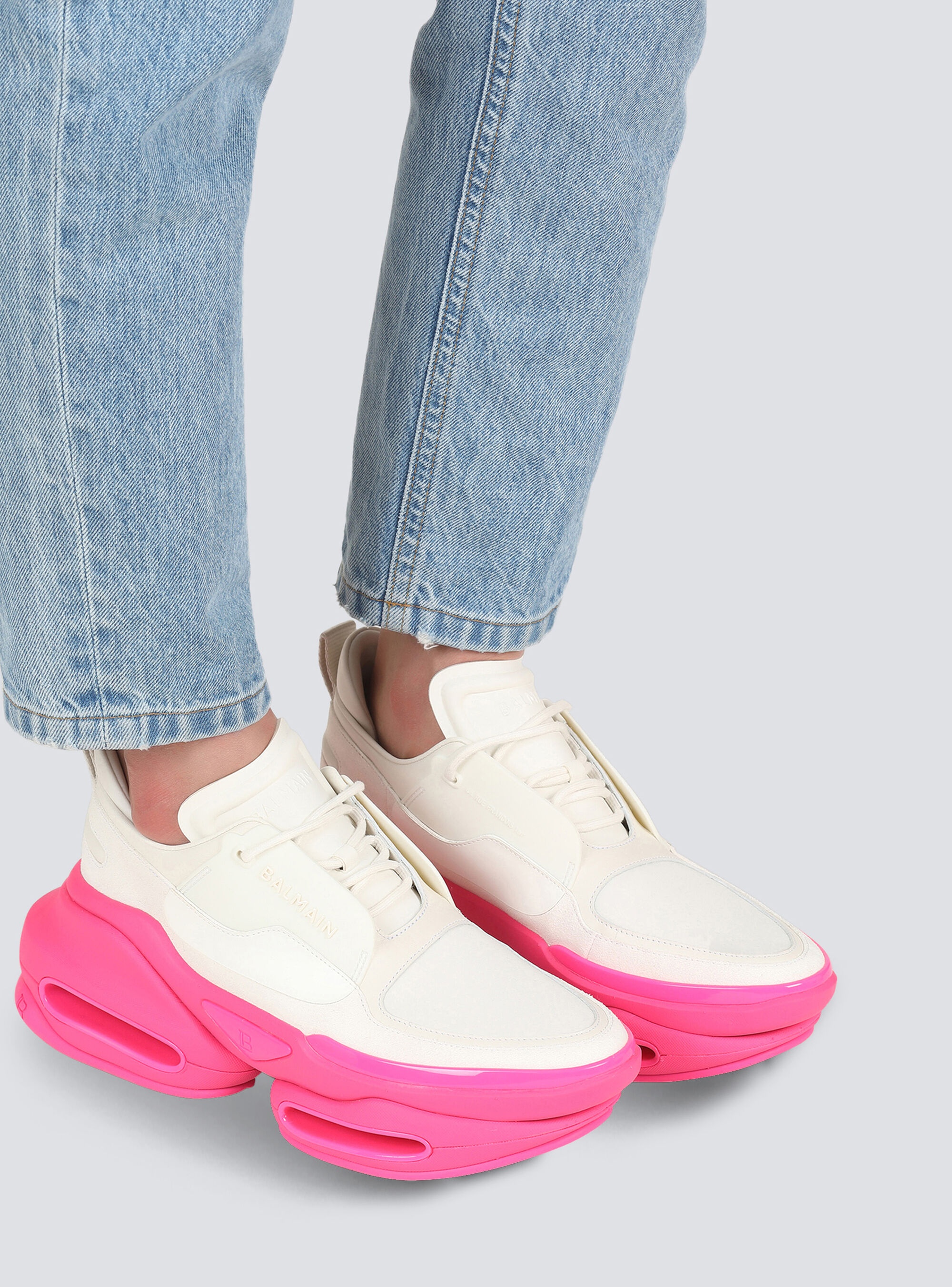 Leather, metal and suede B-Bold low-top sneakers - 6