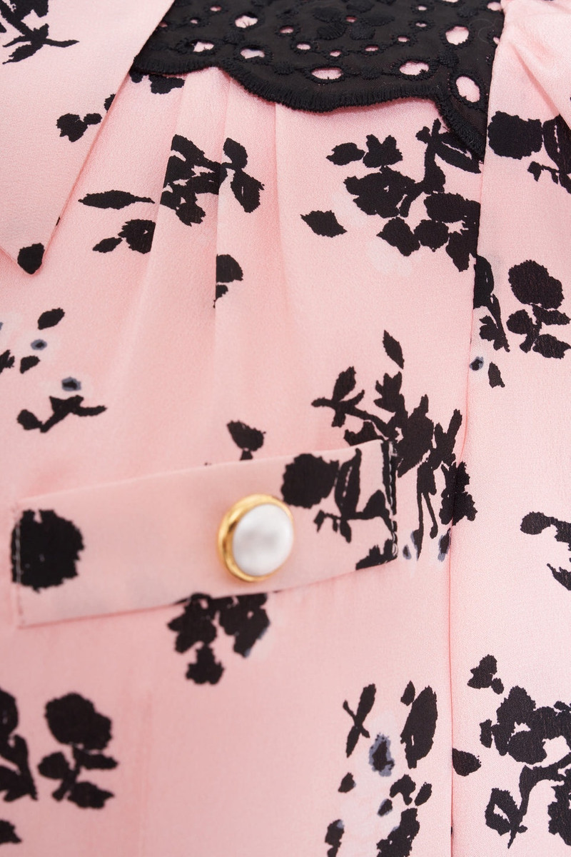 ROSE PRINT SILK PLEATED MINI DRESS WITH BUTTONS 3