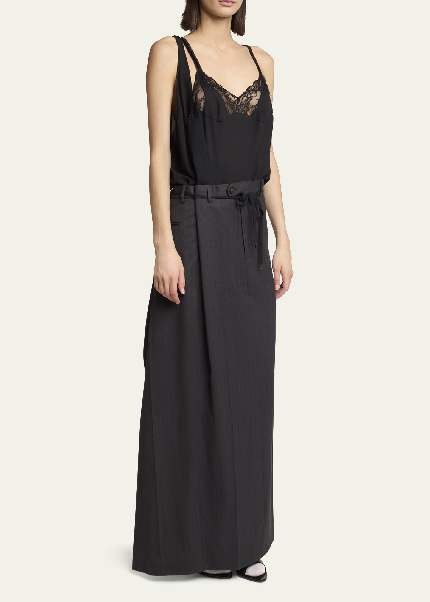Long Hybrid Belted Slip Dress - 4