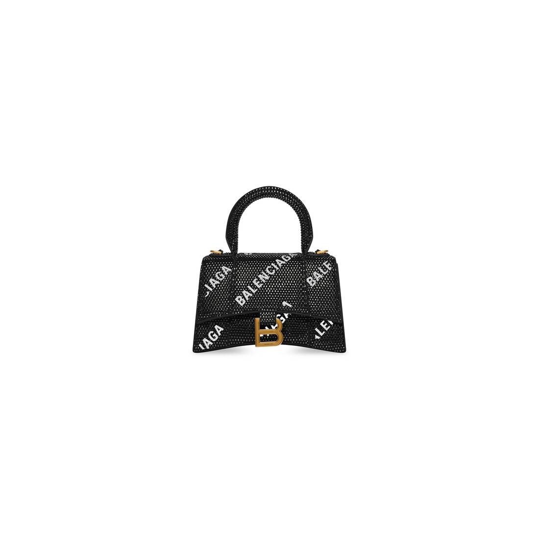 Gold Hourglass XS crystal-embellished handbag, Balenciaga