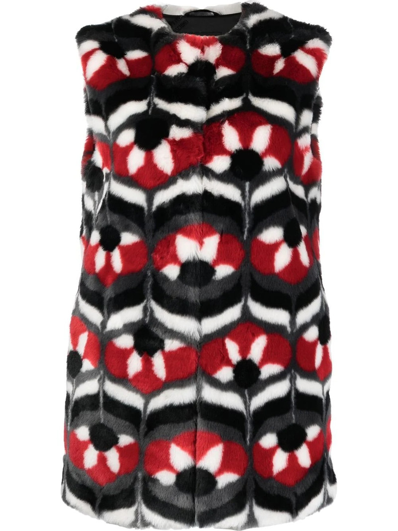 geometric faux-fur gilet 1